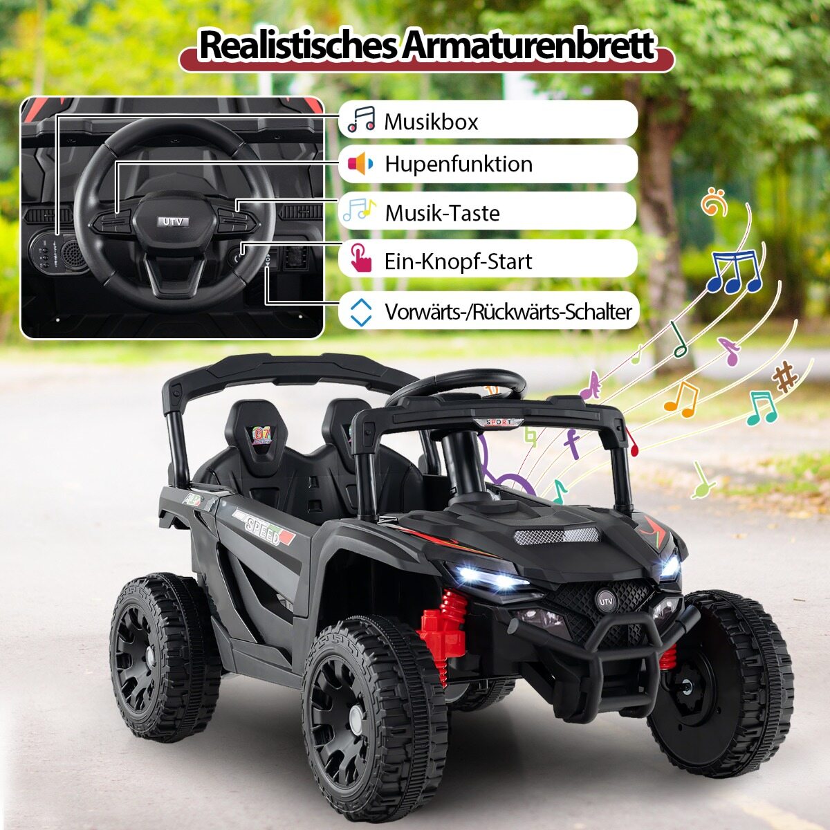 Laste 12 V elektriauto puldiga, elektriline UTV veoauto, laste auto, lastesõiduk, must