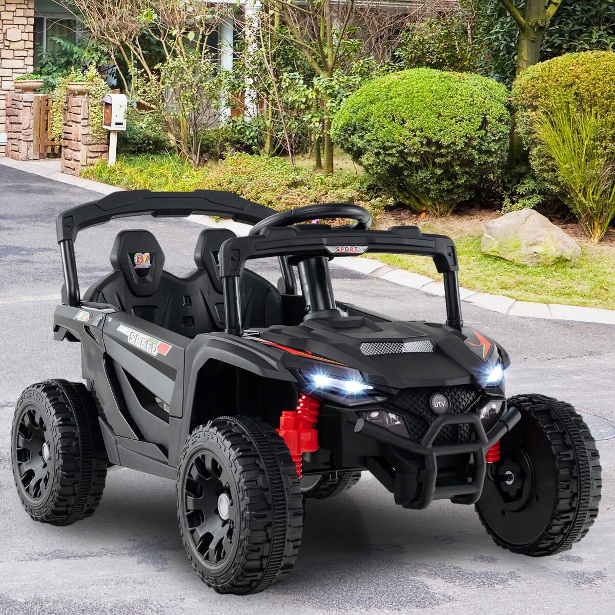 Laste 12 V elektriauto puldiga, elektriline UTV veoauto, laste auto, lastesõiduk, must
