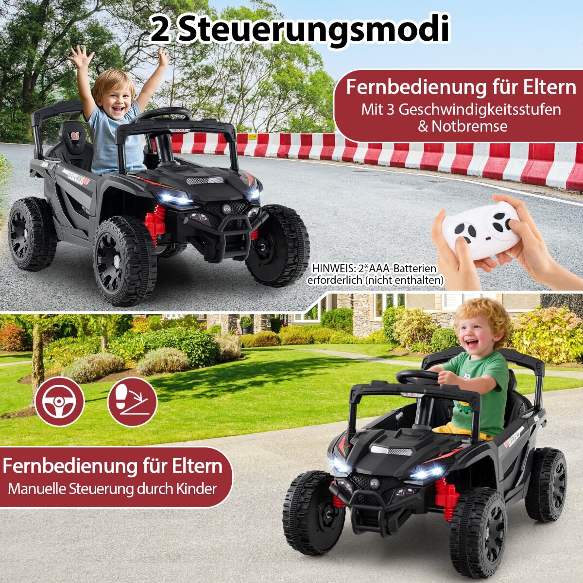 Laste 12 V elektriauto puldiga, elektriline UTV veoauto, laste auto, lastesõiduk, must