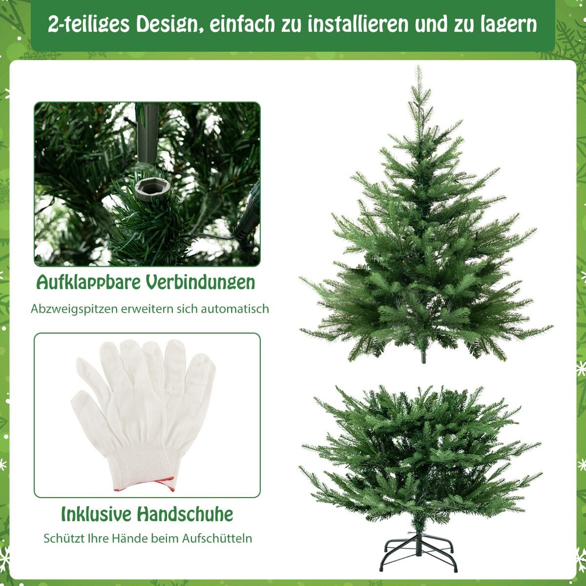136 cm kunstkuusk tulede ja 180 sooja valge LED-tulega