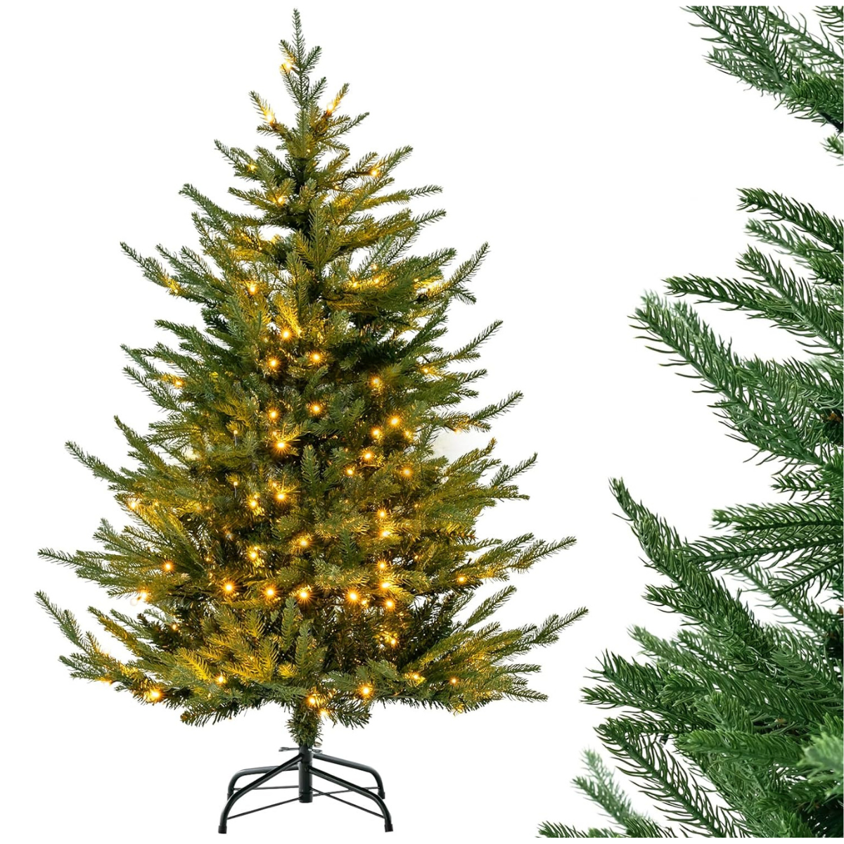 136 cm kunstkuusk tulede ja 180 sooja valge LED-tulega