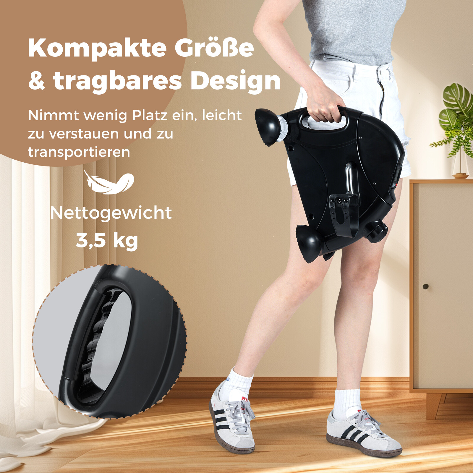 Mini pedaalitreener LCD-ekraaniga, kaasaskantav kodutreener käte ja jalgade treenimiseks, must