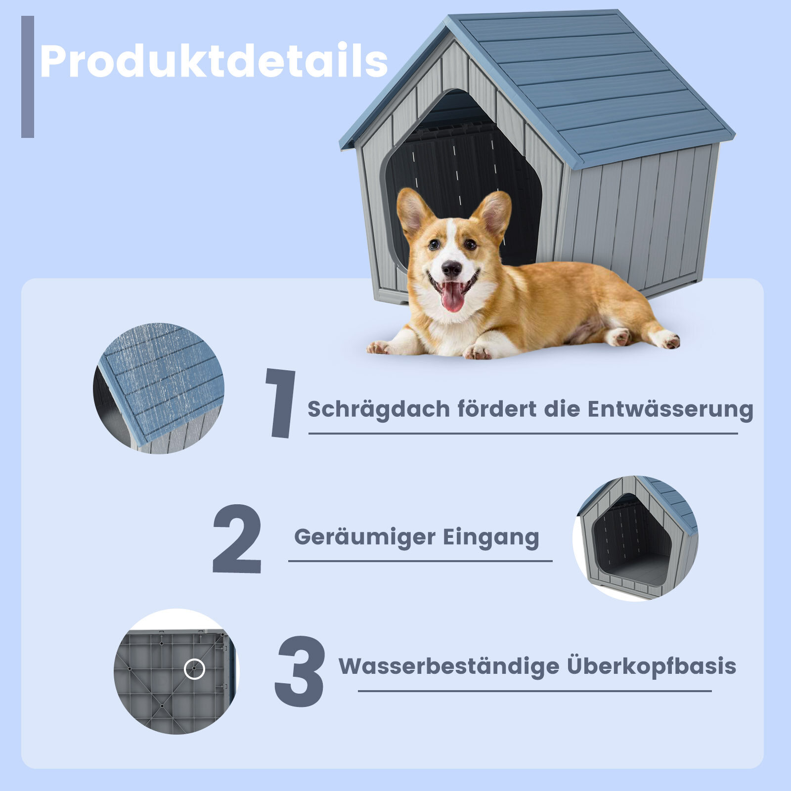 Ilmastikukindel plastmassist kassimaja ventilatsiooniavade ja kaldus katusega lemmiklooma kaitsva kutsikapuuriga
