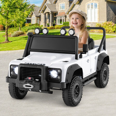 Land Rover Defender elektriauto lastele vanemate puldiga, valge