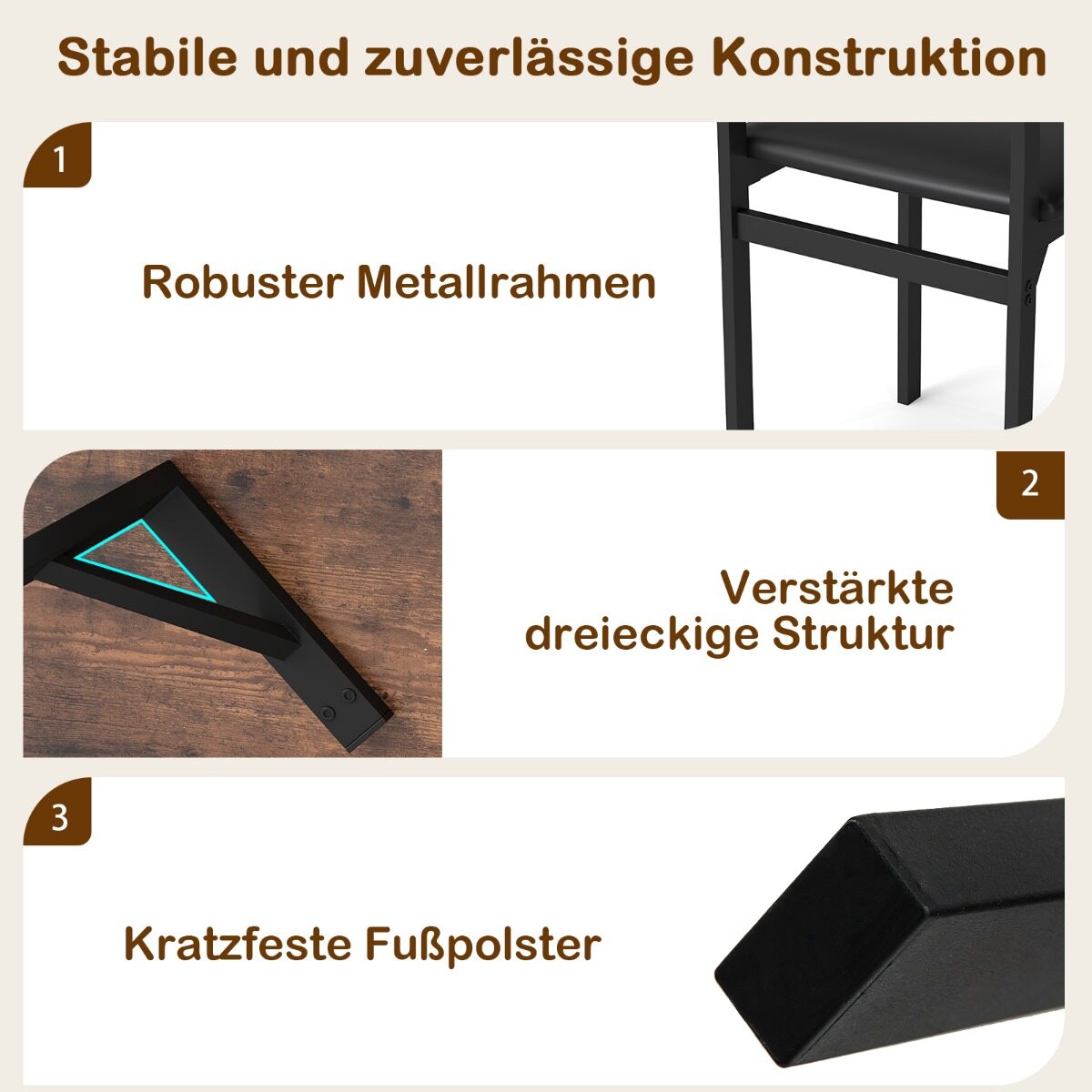 5-osaline söögitoa komplekt 4 inimesele: industriaalne köögilaud ja 4 kunstnahast polsterdatud tooli