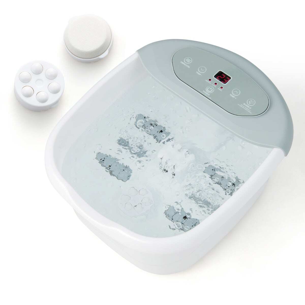 Jalamassaažiseade, jalaspaa, jalavann, eemaldatav pediküürikivi, 1 tund, automaatne väljalülitus, hall