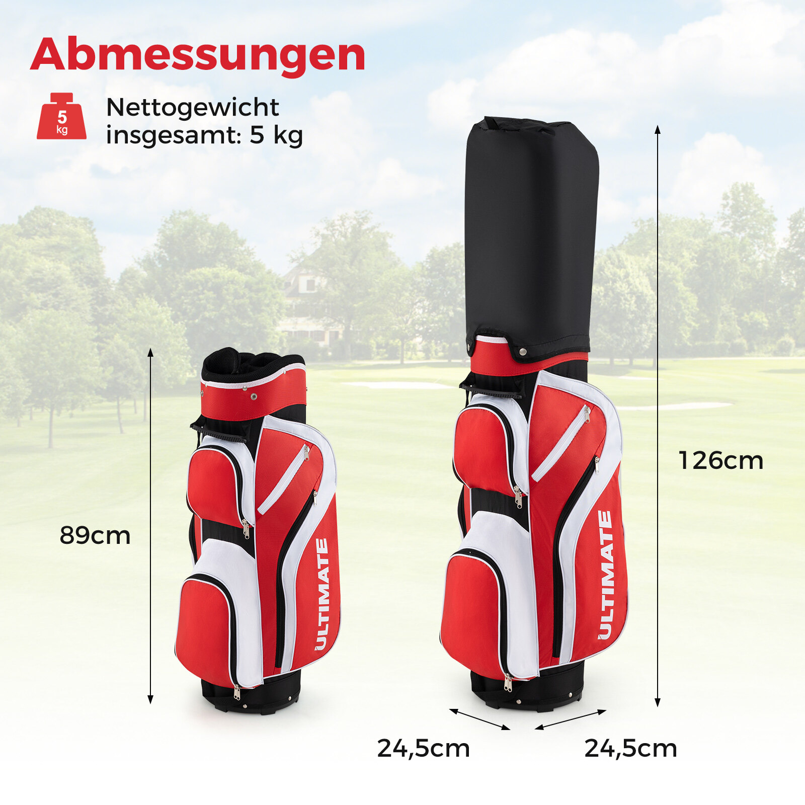 Täiskomplekt golfikeppide jaoks, paremakäelistele, naistele, punane golfikeppide komplekt kandekotiga