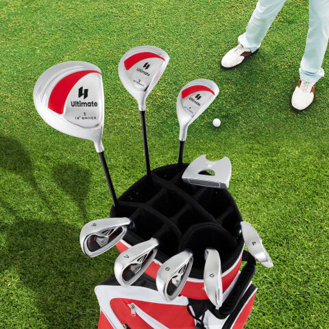 Täiskomplekt golfikeppide jaoks, paremakäelistele, naistele, punane golfikeppide komplekt kandekotiga