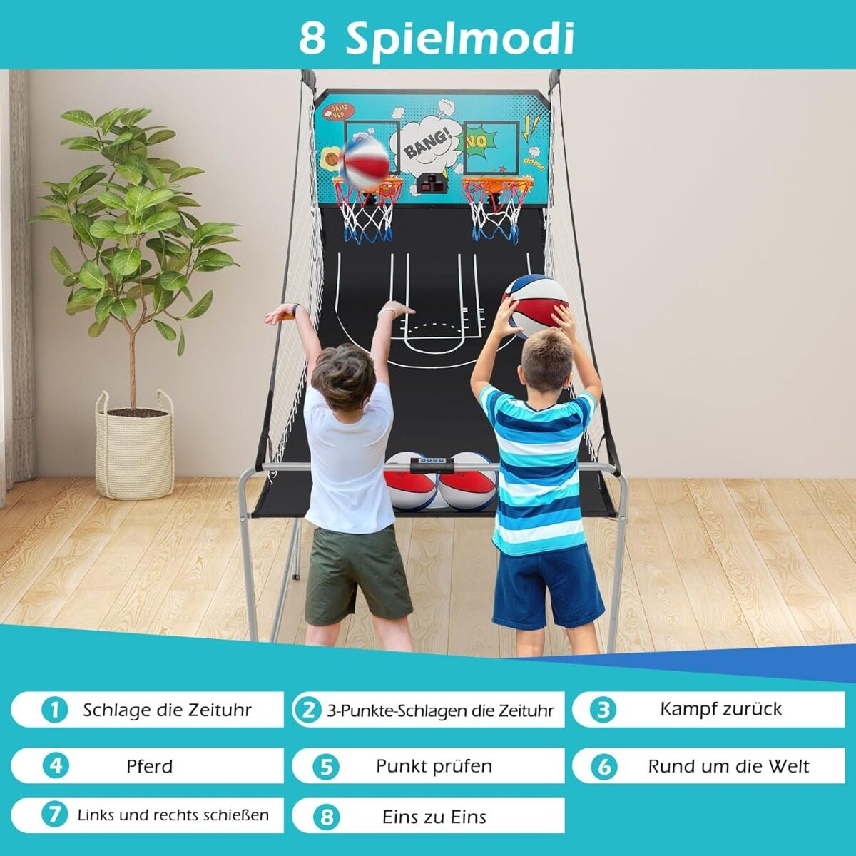 8-ühes korvpallimasin, kokkupandav, elektriline korvpallistatiiv, laskmismasin, roheline