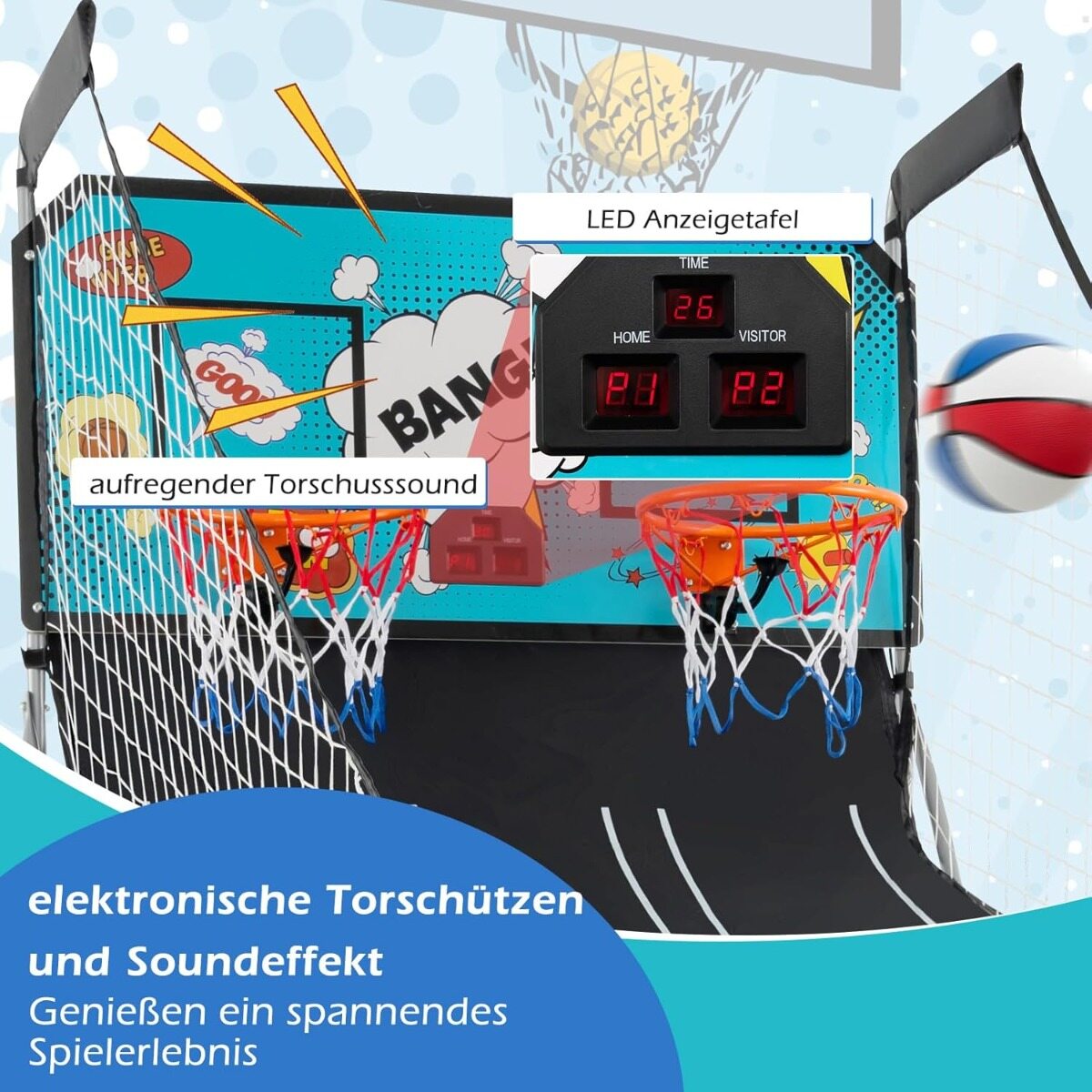 8-ühes korvpallimasin, kokkupandav, elektriline korvpallistatiiv, laskmismasin, roheline