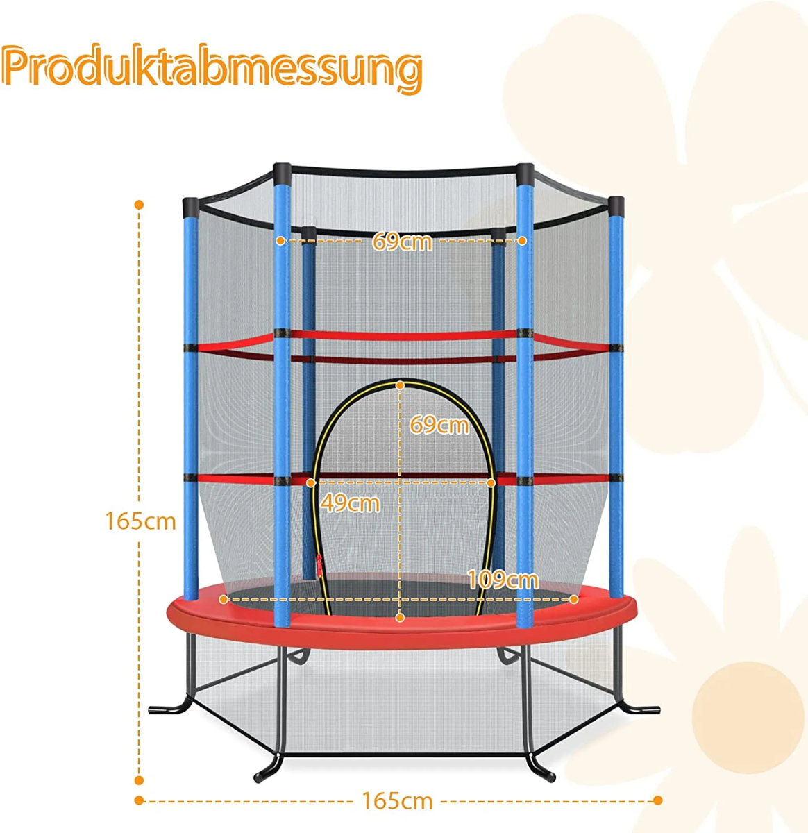 Ø140 cm aiabatuut turvavõrguga, kandevõime kuni 135 kg, lastele alates 3. eluaastast, tumesinine