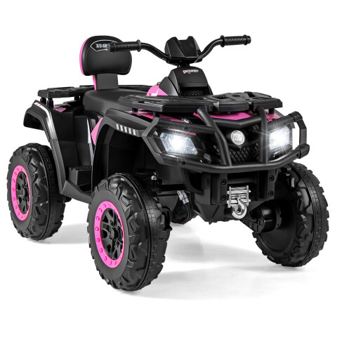 Laste ATV 24 V 2-kohaline 4-rattaline elektriauto 4 mootoriga, sujuv käivitus ja vedrustus, LED-tuled, muusika, lasteauto, roosa
