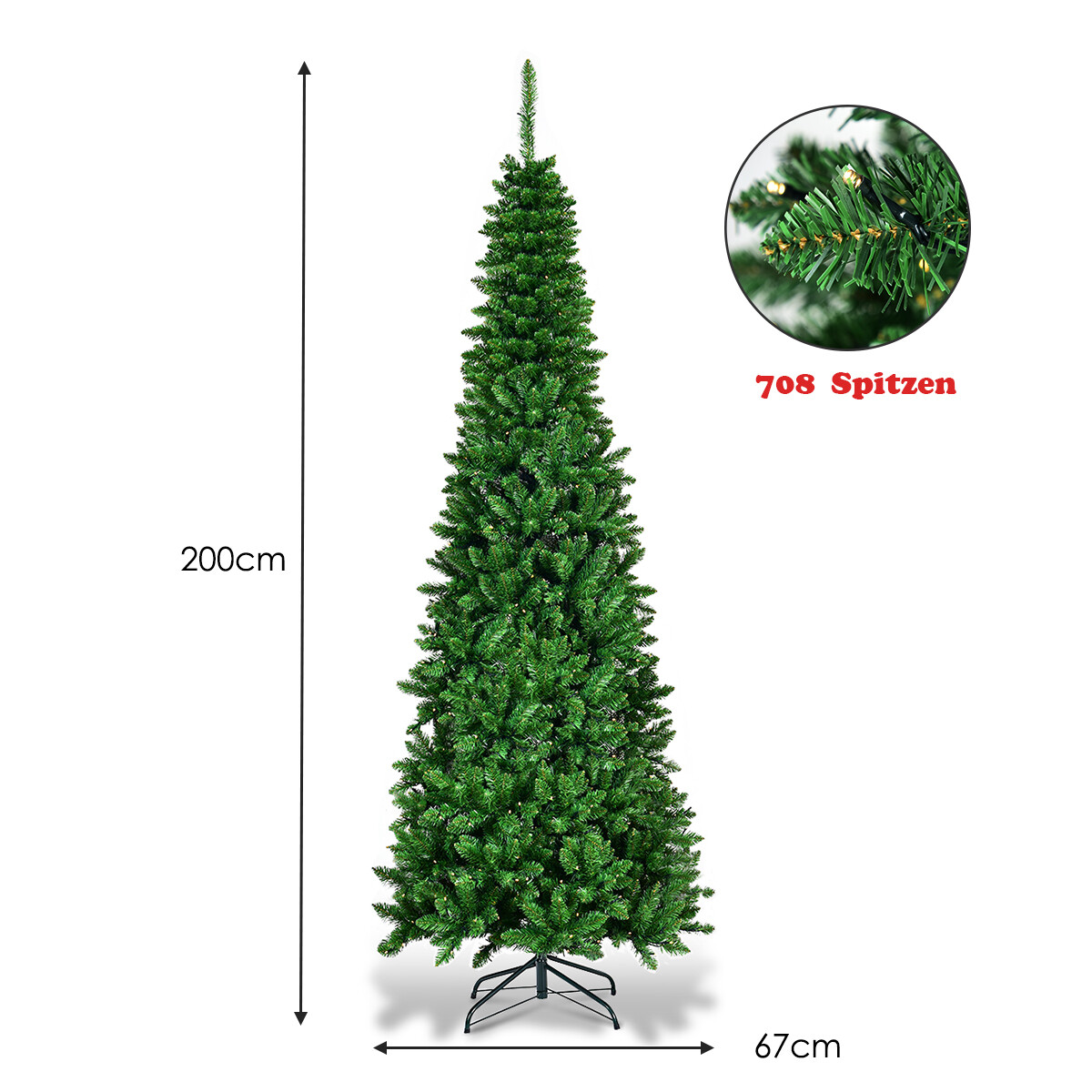 Kunstlik jõulupuu LED-tuledega 200 cm
