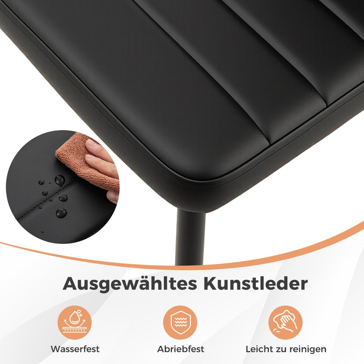 Polsterdatud söögitoolide komplekt, 4 tk, polsterdatud seljatoe ja istmega - must