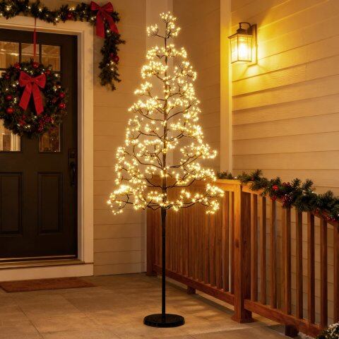 LED-valguspuu 150 cm valguspuu 1000 sooja valge tulega LED-puu sisevalgusti oksad betoonist alusega