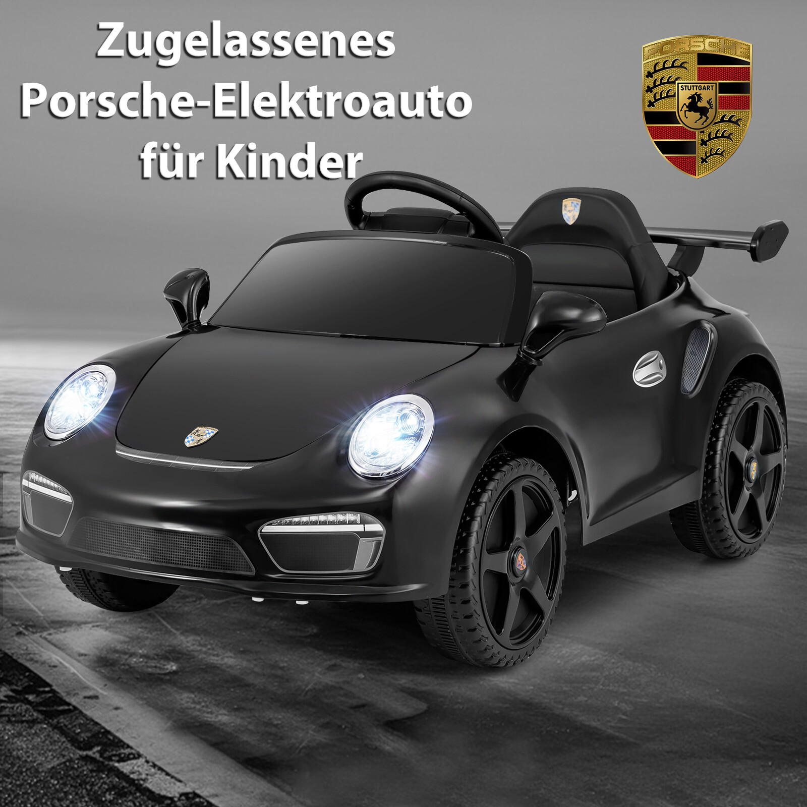 12 V laste elektriauto puldi ja pehme käivitusega, litsentseeritud Porsche elektriauto, must