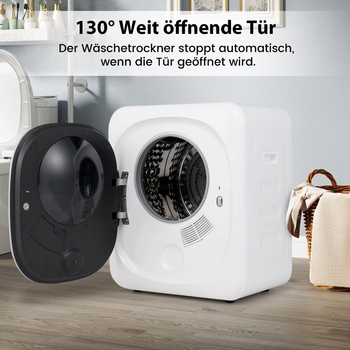 Kompaktne trummelkuivati ​​2,5 kg kaasaskantav pesukuivati ​​800 W 5 kuivatusrežiimiga roostevabast terasest trummel lihtsa juhtimisega nupp