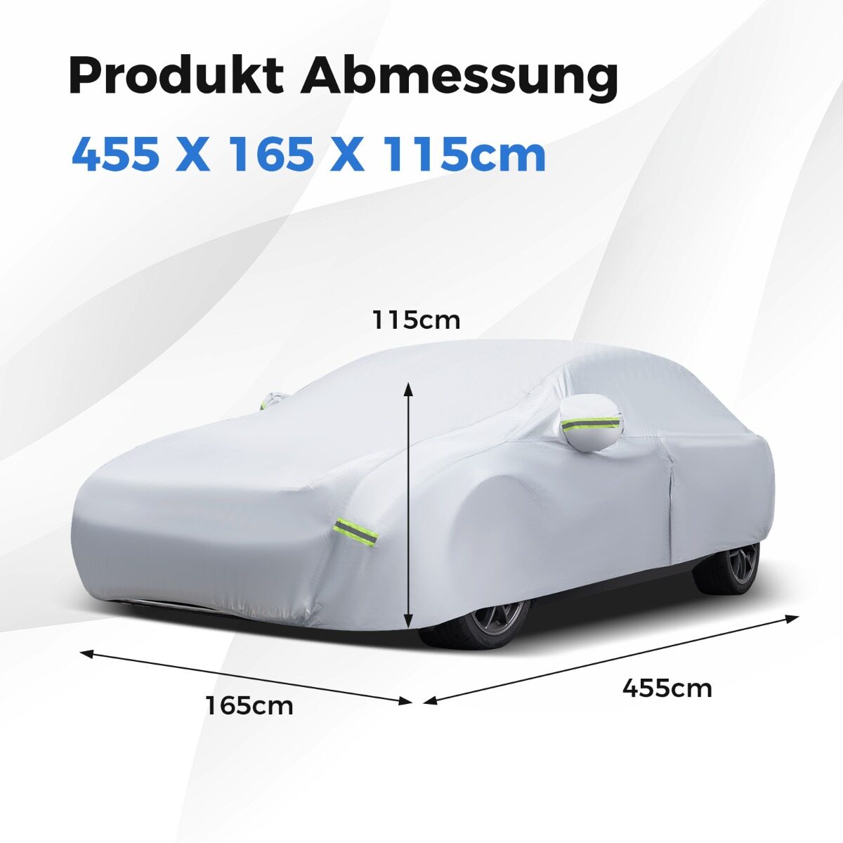Autokate lukuga ja taskuga Ilmastikukindel autokate 455 x 165 x 115 cm hõbedane