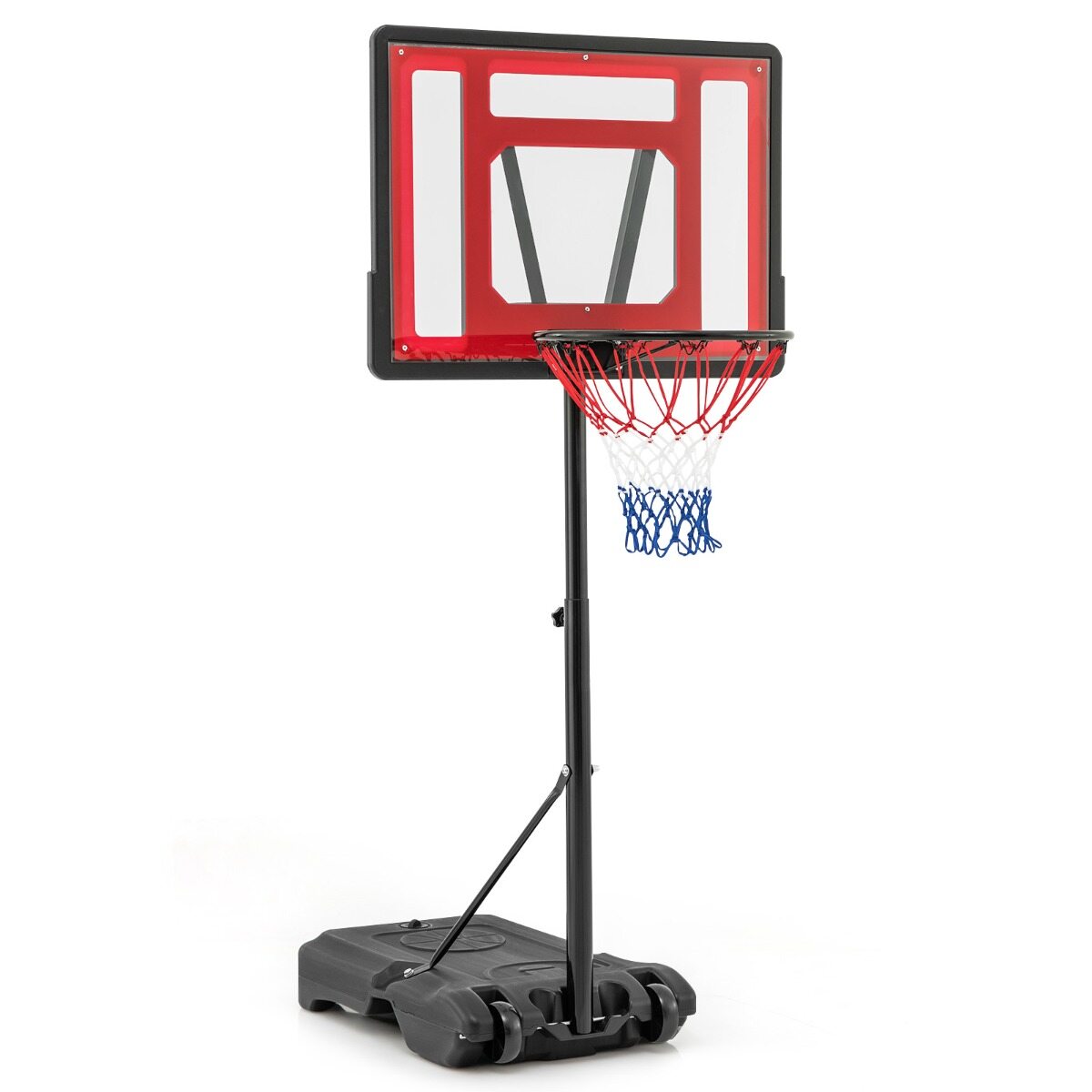 Costway Swimming Pool Basketball Hoop Adjustable with Fillable Base and Wheels-Red Costway Swimming Pool Basketball Hoop Adjustable with Fillable Base and Wheels-Red