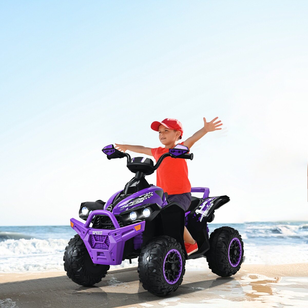 12 V elektriline laste ATV helisignaali ja LED-esitulega, lilla elektriline ATV
