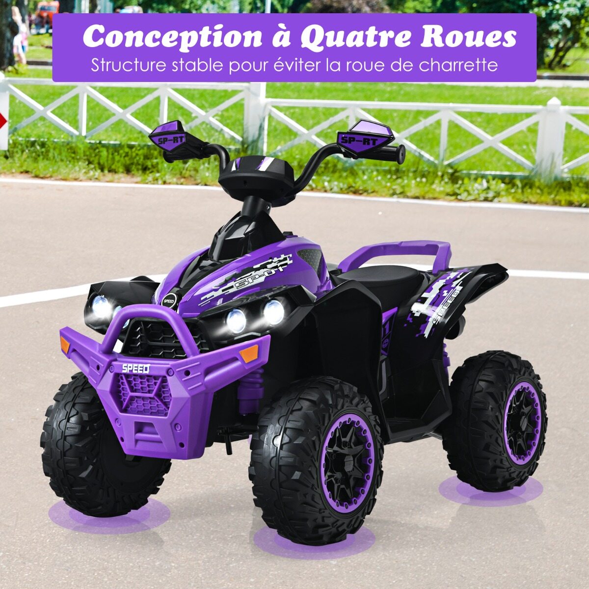 12 V elektriline laste ATV helisignaali ja LED-esitulega, lilla elektriline ATV