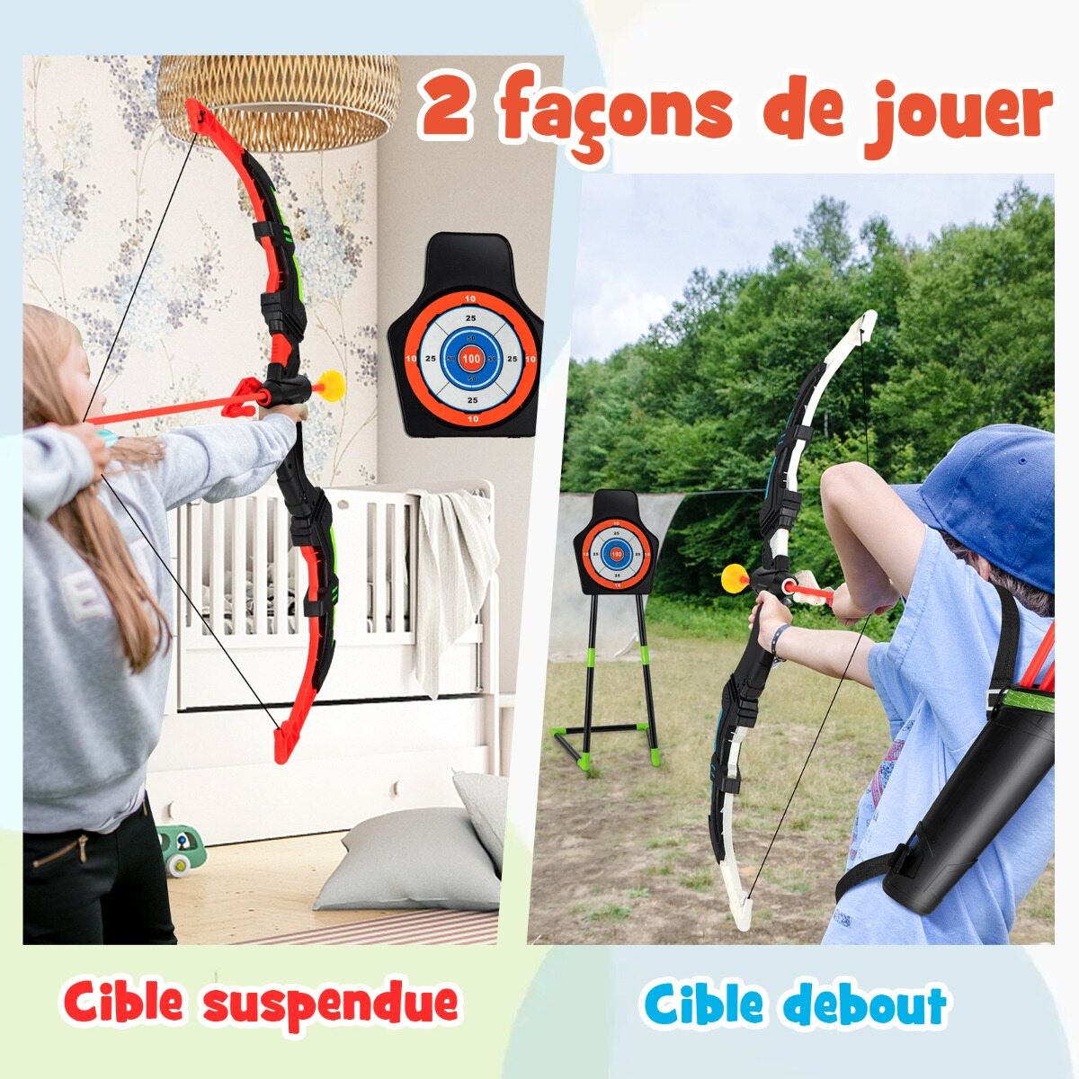 2 Pack Kids Bow and Arrow Set LED Illuminated Archery Toy Set 2 Pack Kids Bow and Arrow Set LED Illuminated Archery Toy Set