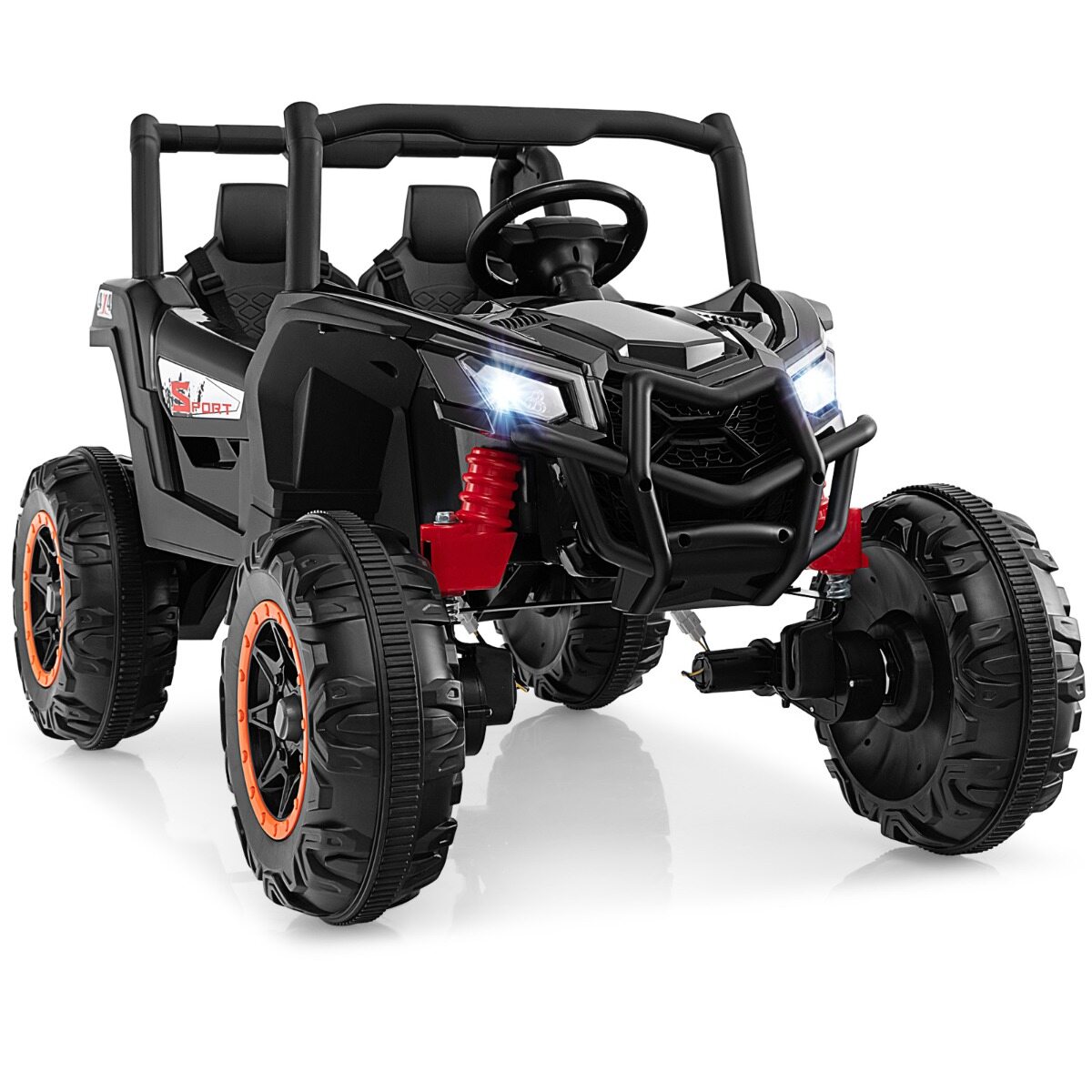 Elektriline UTV 4 WD/2 WD 24 V 2-kohaline elektriauto 4 võimsa 100 W mootoriga, puldiga, pehme käivitusega, vanusele 3+, must