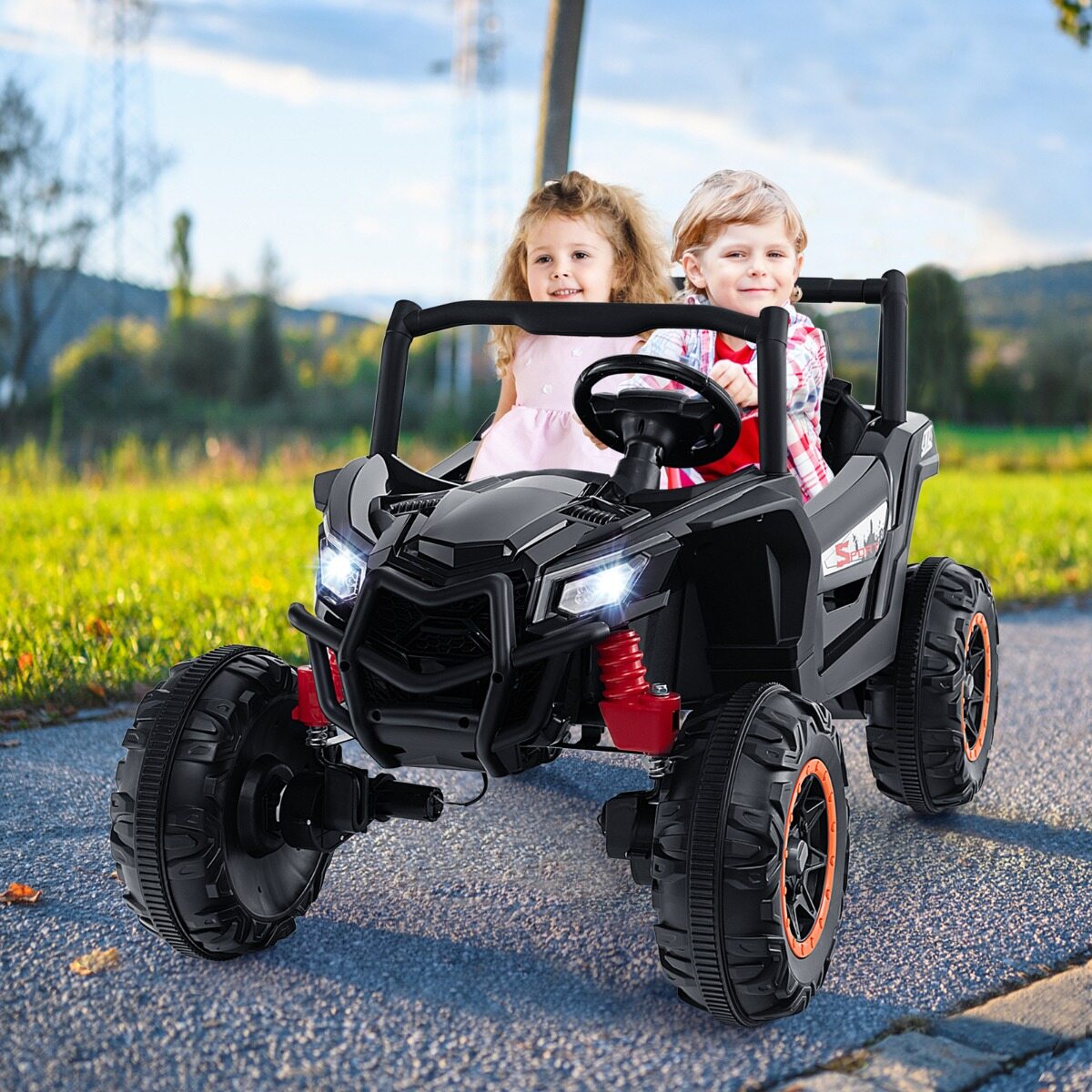 Elektriline UTV 4 WD/2 WD 24 V 2-kohaline elektriauto 4 võimsa 100 W mootoriga, puldiga, pehme käivitusega, vanusele 3+, must