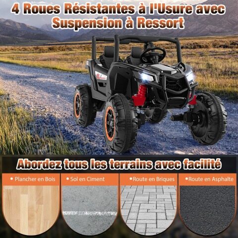 Elektriline UTV 4 WD/2 WD 24 V 2-kohaline elektriauto 4 võimsa 100 W mootoriga, puldiga, pehme käivitusega, vanusele 3+, must
