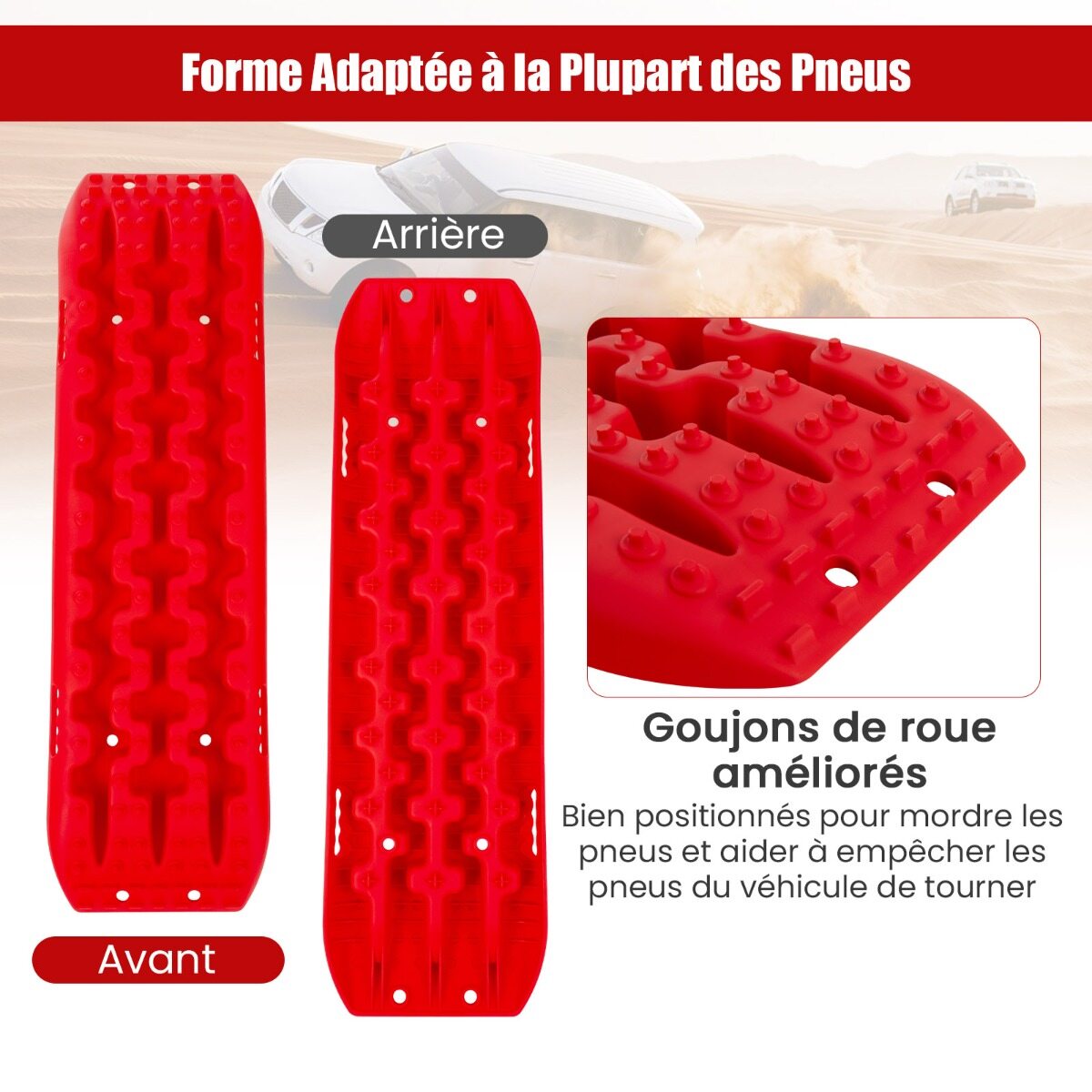 2 tk stardiabi liivaplaate maastikurehvide redel liiva/muda/lumi jaoks 107 x 31 x 7 cm punane