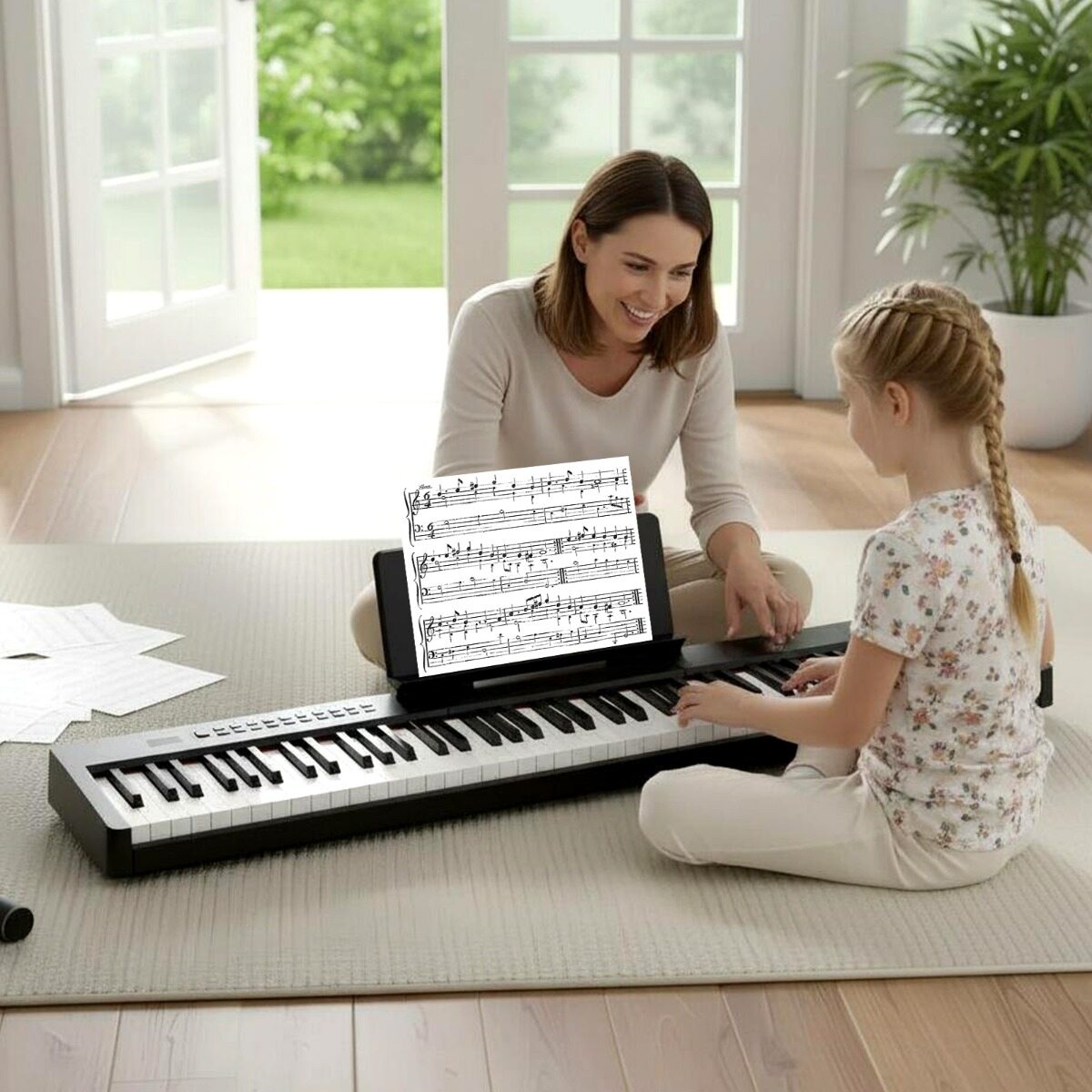 88 klahviga klaveriklaviatuur, täissuuruses elektriklaver, prantsuse keelega, DREAM Audio Source'i sustain-pedaaliga, noodialus, must