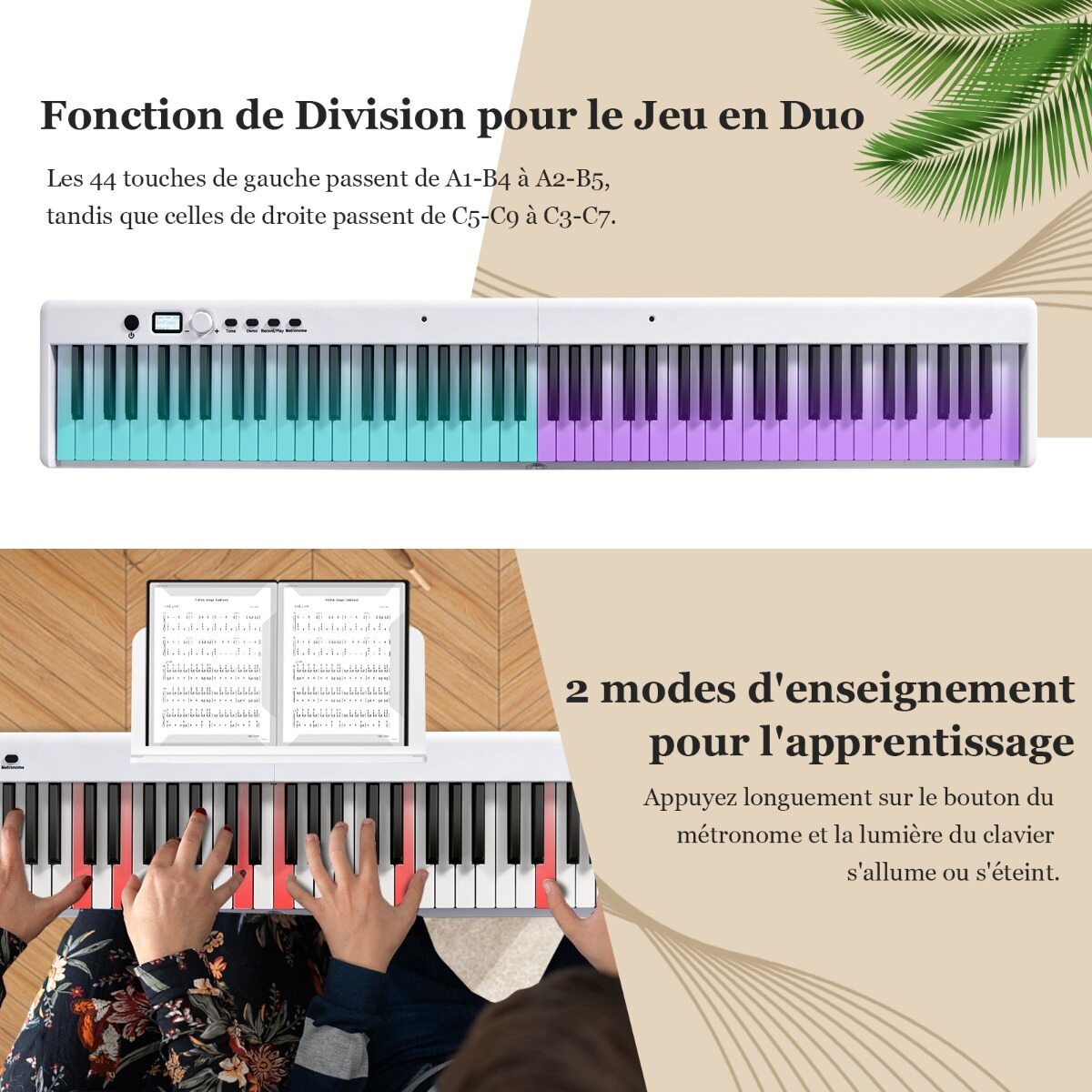 Kokkupandav e-klaviatuur 88 valgustatud klahviga digitaalne klaviatuur digitaalne klaviatuur valge