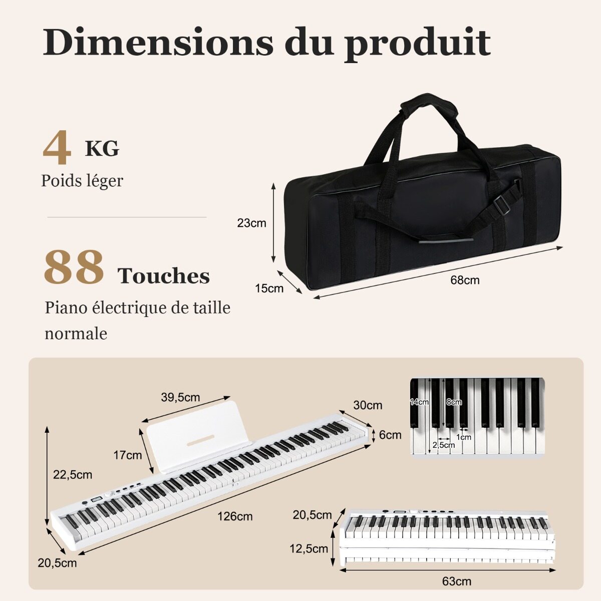 Kokkupandav e-klaviatuur 88 valgustatud klahviga digitaalne klaviatuur digitaalne klaviatuur valge
