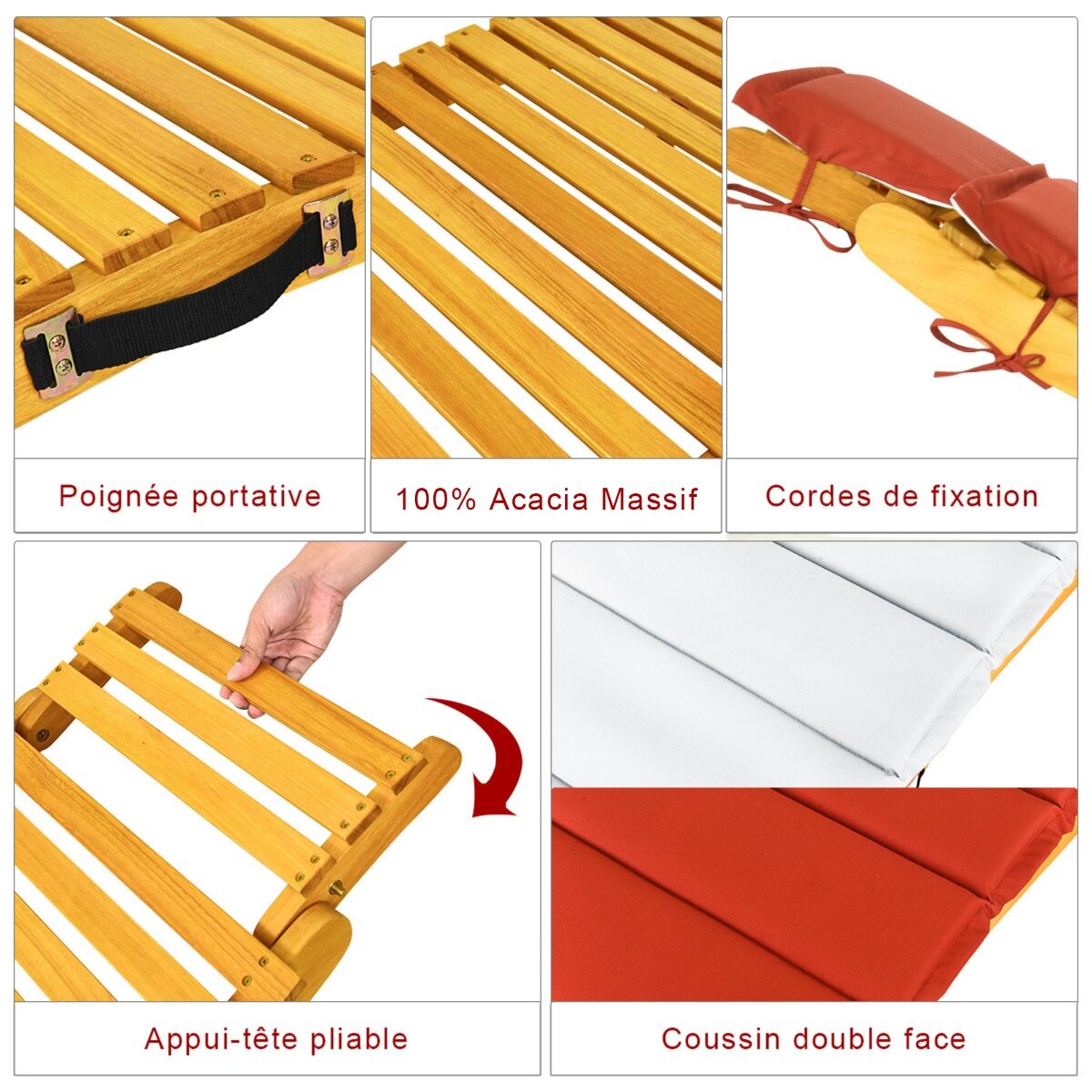 Ergonoomiline puidust päevitustool padja ja kokkupandava peatoega, aiatool 190 x 55 x 52 cm