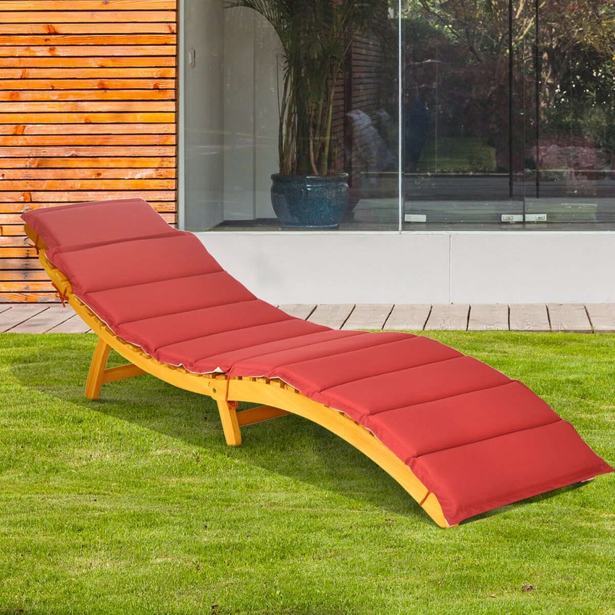 Ergonoomiline puidust päevitustool padja ja kokkupandava peatoega, aiatool 190 x 55 x 52 cm