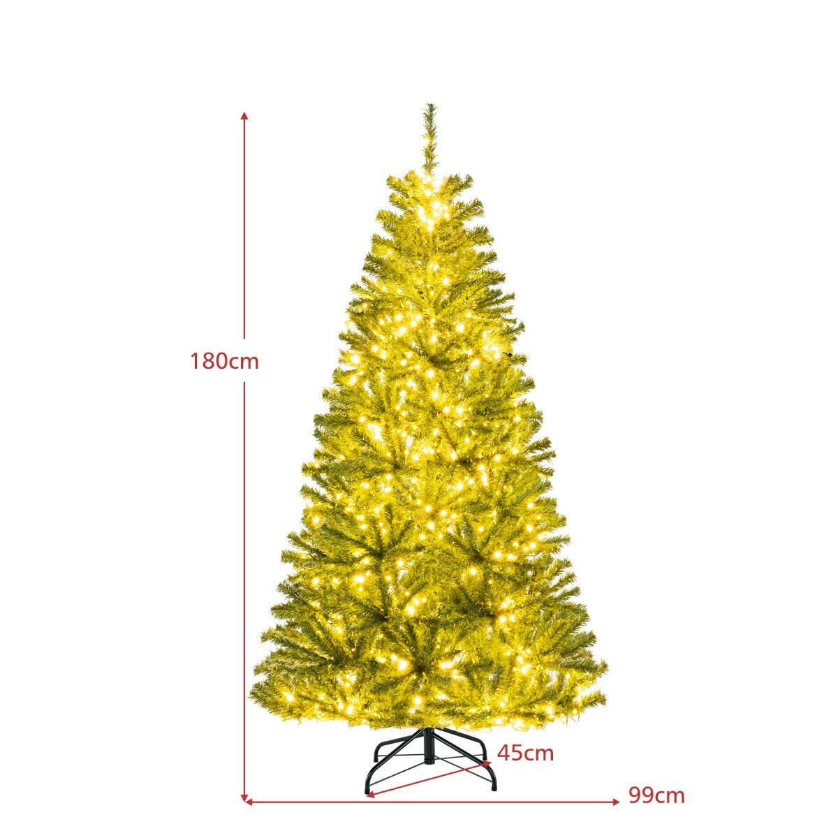 180 cm eelvalgustusega kunstkuusk 700 LED-tulega, 680 oksaotsaga, puldiga, taimeriga, reguleeritavate režiimide ja heledusega, roheline