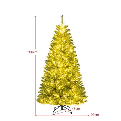 180 cm eelvalgustusega kunstkuusk 700 LED-tulega, 680 oksaotsaga, puldiga, taimeriga, reguleeritavate režiimide ja heledusega, roheline