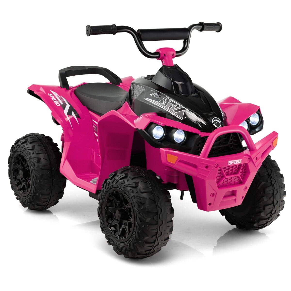 12 V elektriline laste ATV kiirusega 2,2/4,3 km/h, signaali, muusika ja LED-tuledega, roosa