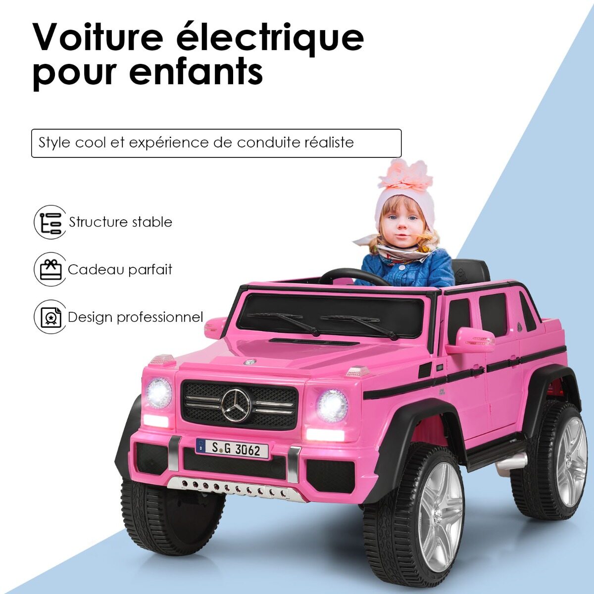 12 V litsentseeritud Mercedes-Benz Maybachi akutoitel džiip vedrustusega, roosa