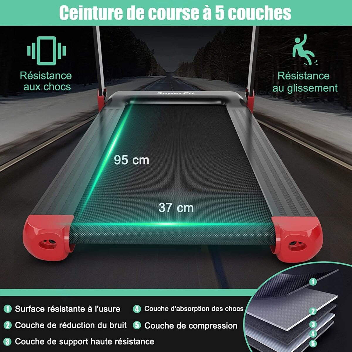 Tapis roulant con display LED e connettività Bluetooth