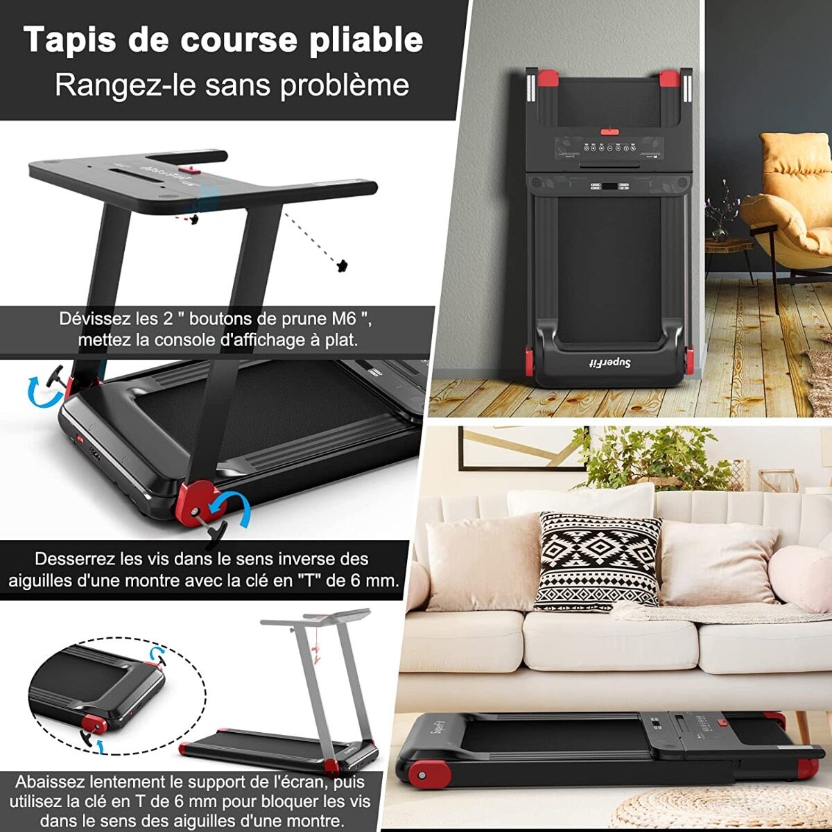 Tapis roulant elettrico pieghevole per uso domestico