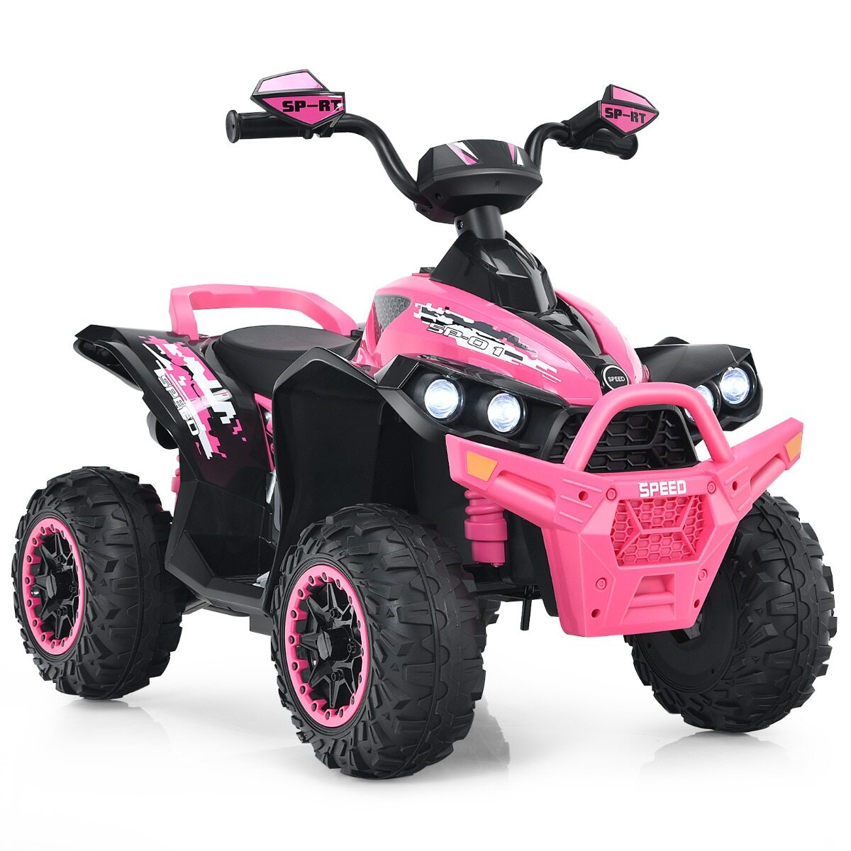 12 V elektriline laste ATV helisignaali ja LED-esitulega, roosa