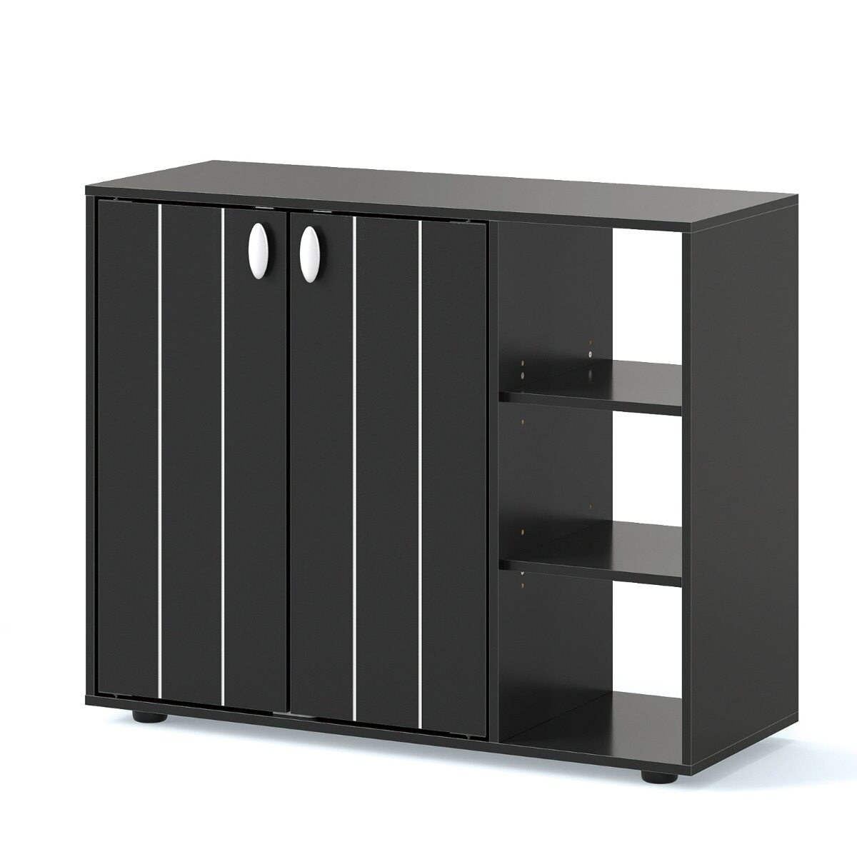 Kingakapp ustega, 3-tasandiline kingariiul reguleeritavate avatud riiulitega, hoiukorraldaja, 80 x 31 x 64,5 cm, must
