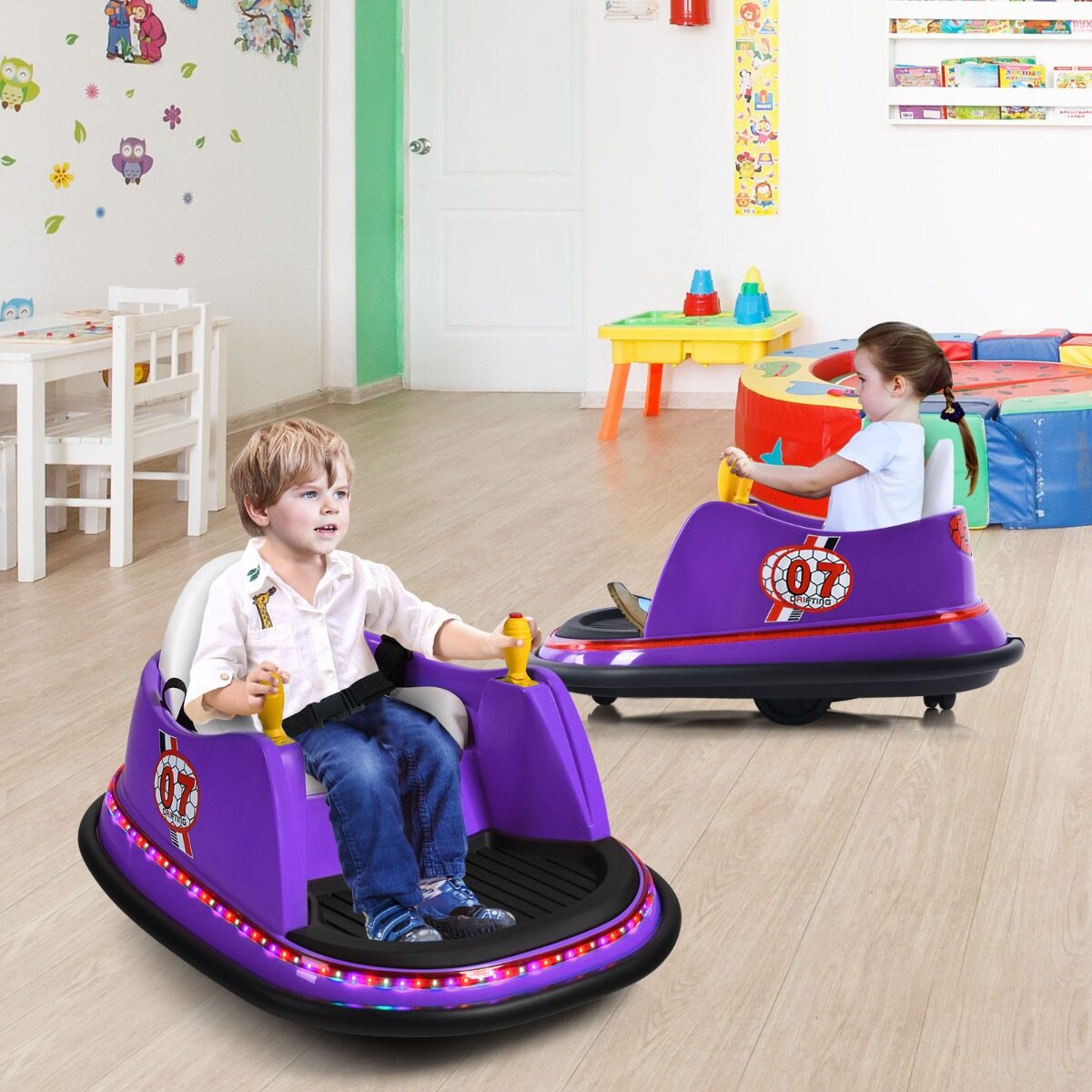 6 V laste elektriauto tulede ja muusikaga 57 x 75 x 42 cm lilla