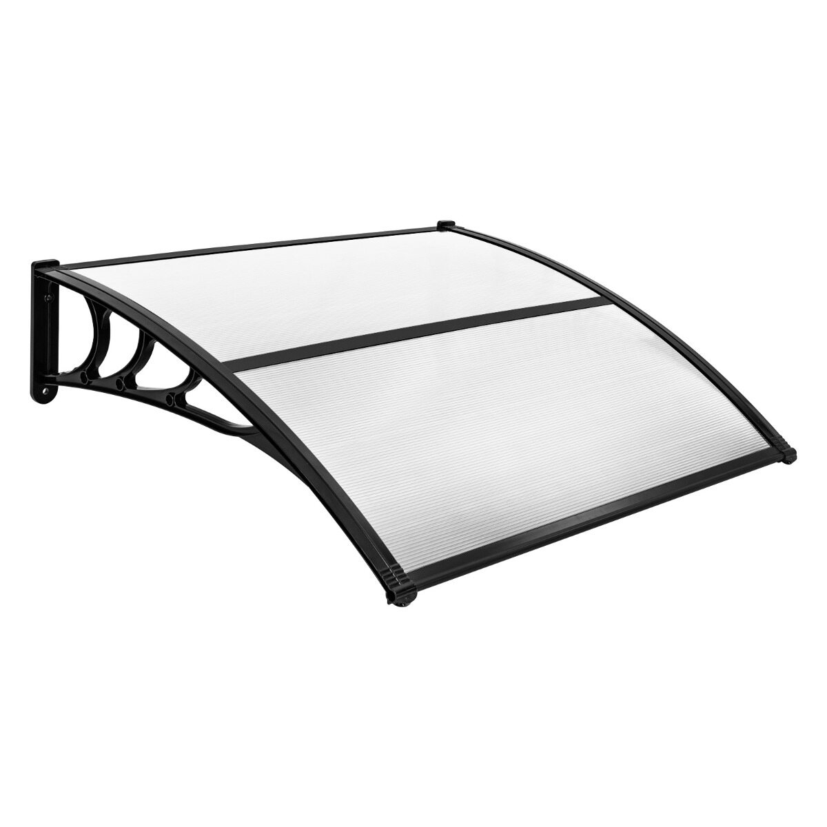 102 x 99 cm varikatus välisukse varikatuse jaoks, valmistatud alumiiniumist ja läbipaistvast polükarbonaadist