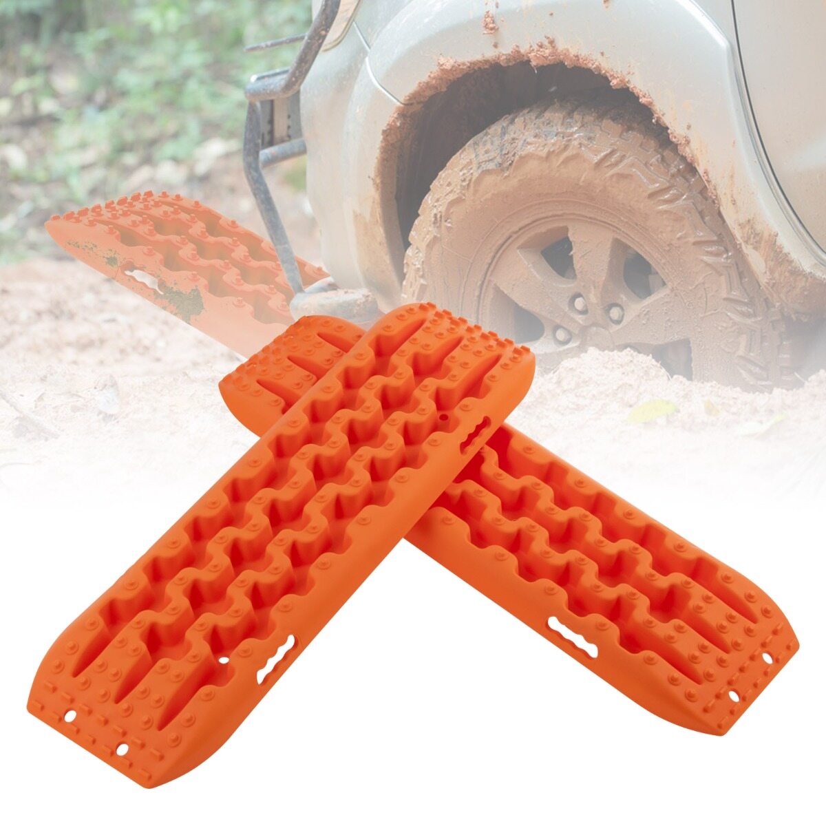 2 tk haarduvust parandavaid liivalehti maastikurehvide rehvidele liiva/muda/lumi jaoks 107 x 31 x 7 cm oranž