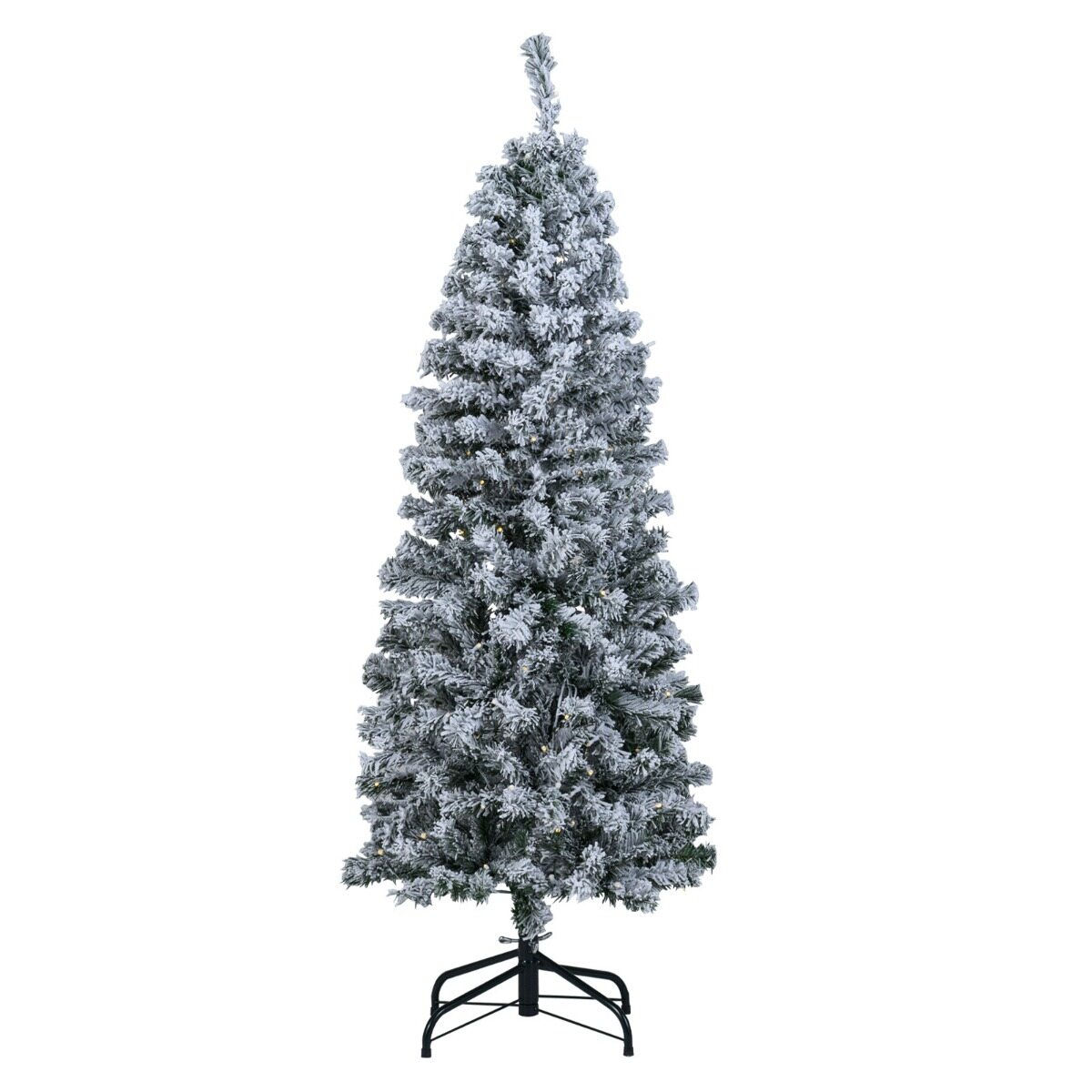 150 cm eelvalgustusega jõulupuu, liigendpuu 329 lumega kaetud PVC oksaga, 180 sooja valget LED-tuld, 8 režiimi, kokkupandav metallalus