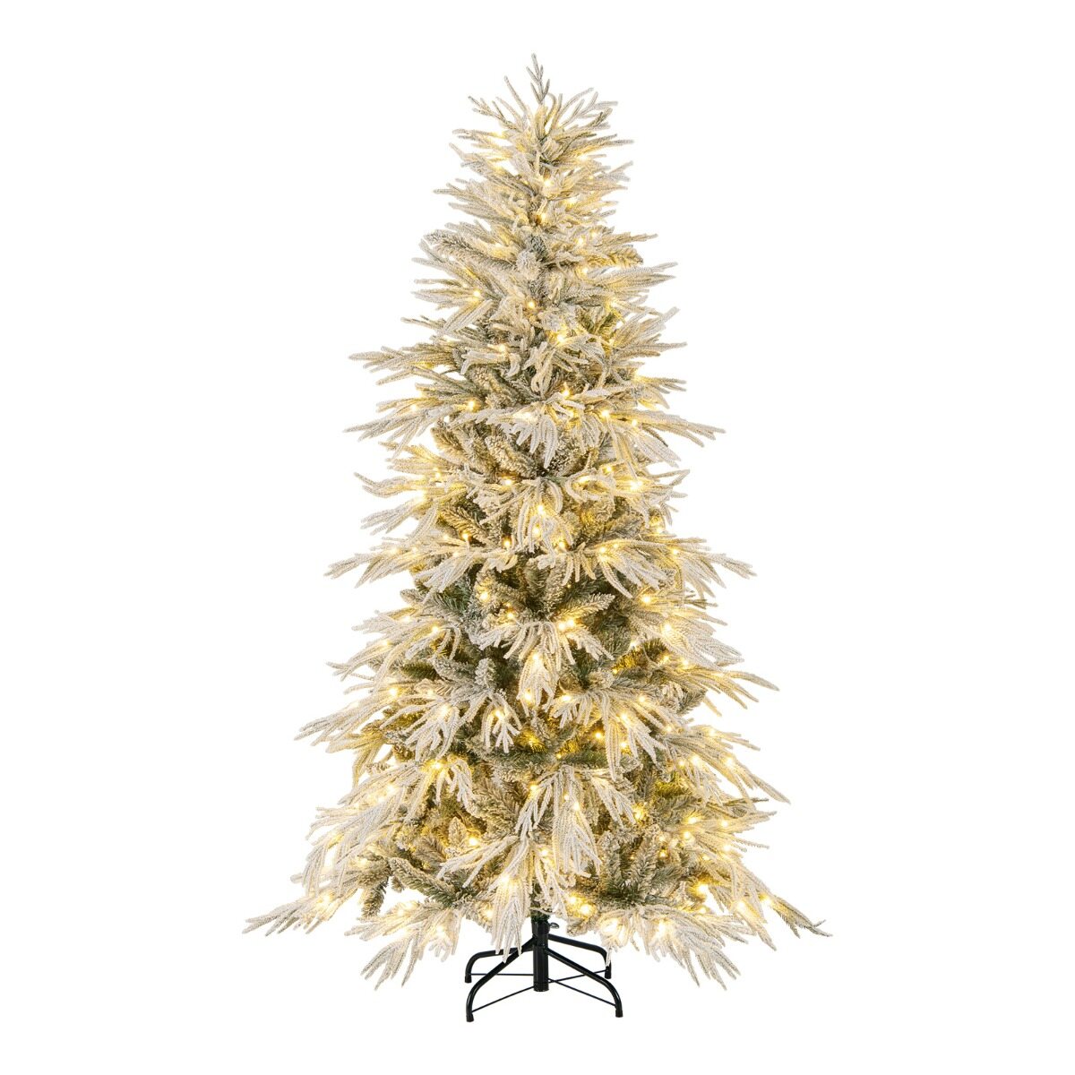 180 cm eelvalgustusega lumine kunstkuusk 250 sooja valge LED-tule, 594 oksaotsa ja rohelise metallalusega