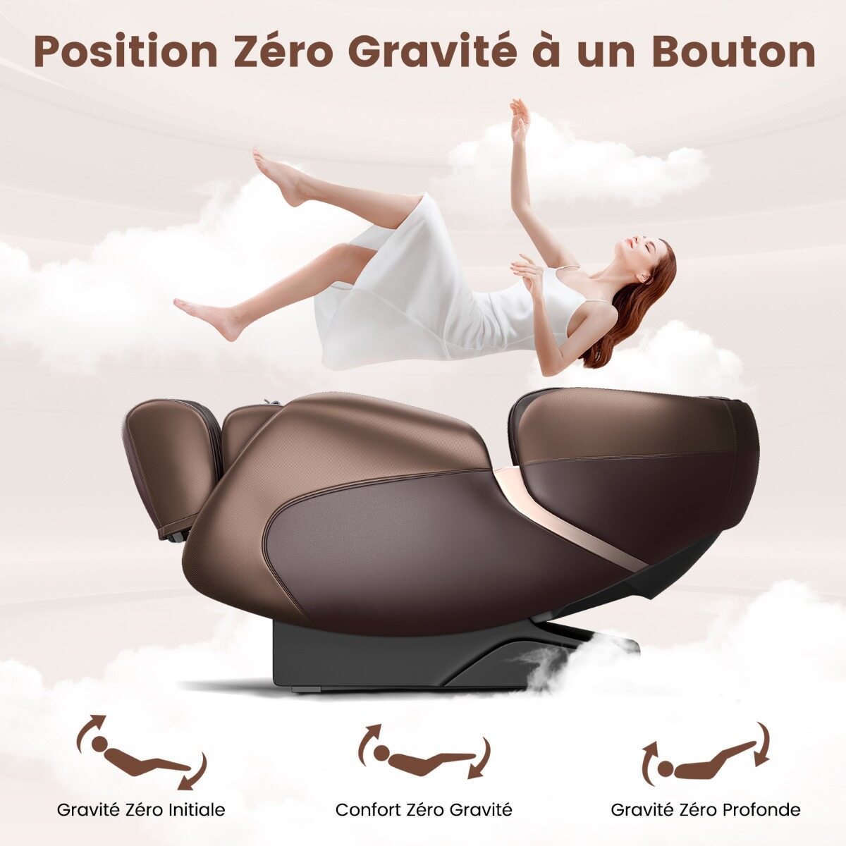 Elektriline massaažitool Shiatsu tugitool Zero Gravity SL Track 12 eelseadistatud režiimiga hääljuhtimine pruun