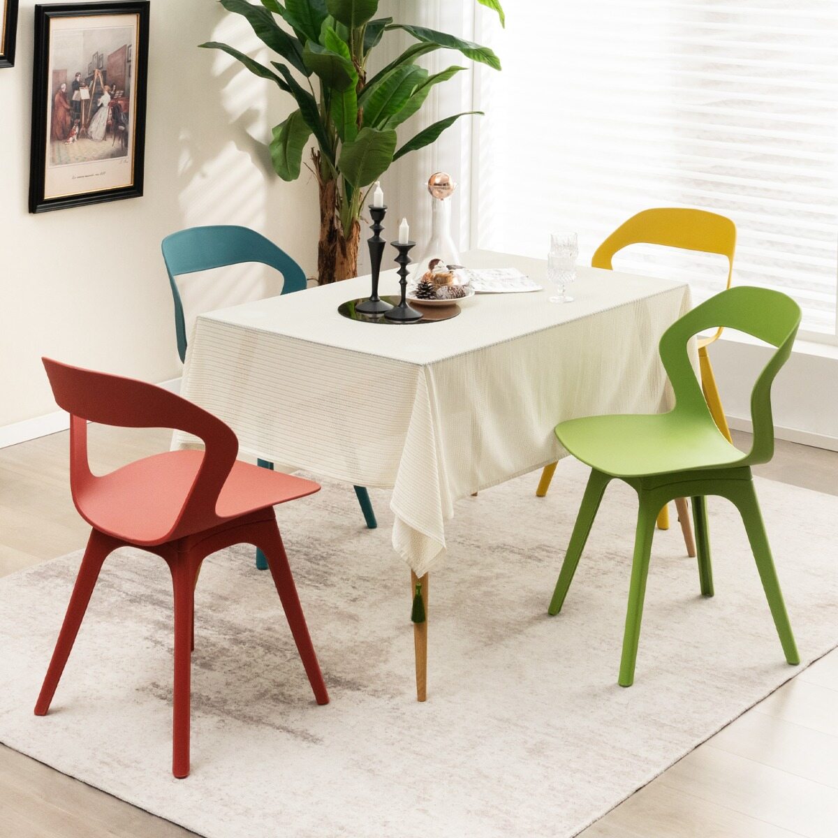 4-osaline köögitoolide komplekt, söögitoa toolide komplekt, modernsed toolid, 48 x 54 x 81 cm, värviline